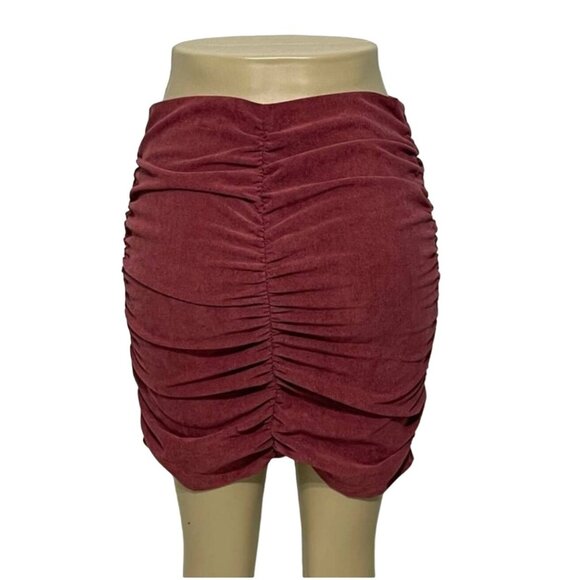 Zara Draped Corduroy Ruched Mini Skirt Size Large - Picture 3 of 11